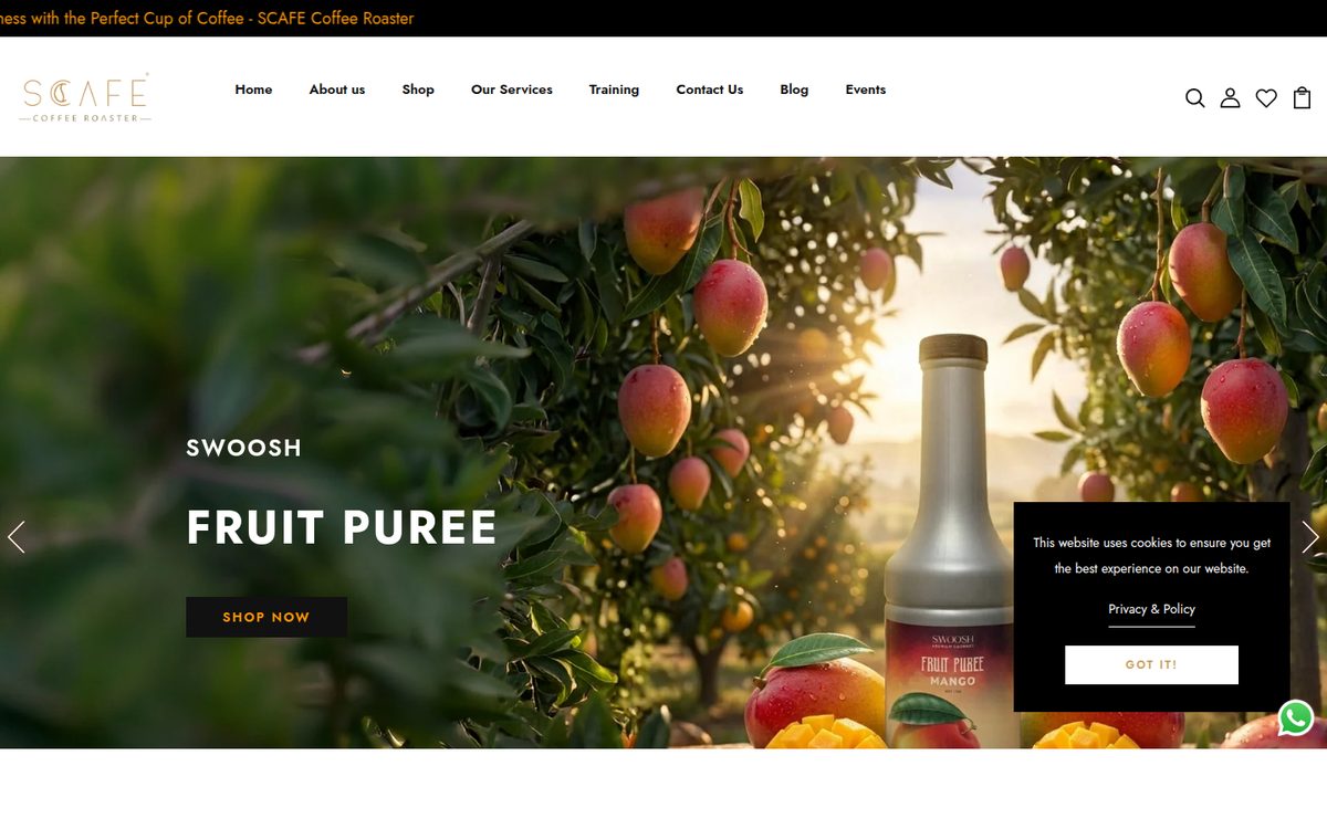 Screenshot of S-Cafe Shopify store